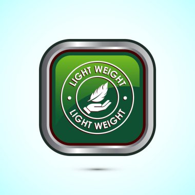 Hafif sıklet tasarım illüstrasyonu. Tüy simgesi, Hafif Ağırlık işareti işareti, Yeşil Renk kare tasarım