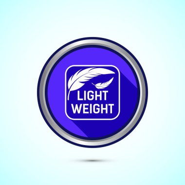 Hafif sıklet tasarım illüstrasyonu. Tüy simgesi, Hafif Ağırlık simgesi işareti, Mavi Renk Gölgesi Tasarımı