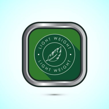 Hafif sıklet tasarım illüstrasyonu. Tüy simgesi, Hafif Ağırlık işareti simgesi, Yeşil Renk Gölgesi Tasarımı 