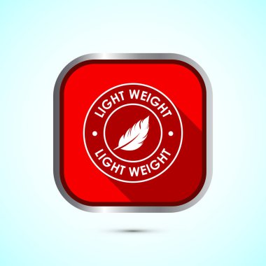 Hafif sıklet tasarım illüstrasyonu. Tüy simgesi, Hafif Ağırlık işareti işareti, Kırmızı Renk Gölgesi Tasarımı