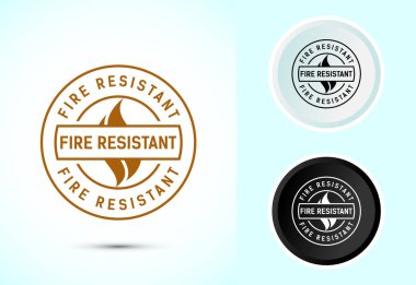 Ateşe dayanıklı simge tasarımı illüstrasyonu, Ateşe dayanıklı işaret sembolü siyah beyaz