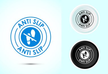 Anti-slipon tasarım illüstrasyonu. Hata önleme simgesi, kayma önleme simgesi siyah beyaz
