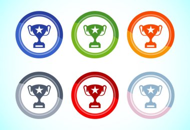 Ödül simgesi tasarımı illüstrasyonu, kazanma simgesi, Şampiyon işareti sembolü, 6 renk düğmesi tasarımı
