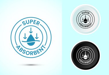 Su emici simge tasarımı illüstrasyonu, su damlası işaret sembolünü siyah ve beyaz renkte emer