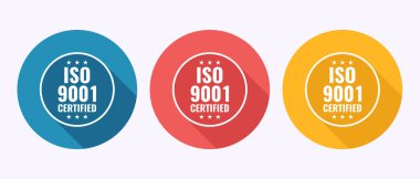 ISO 9001 sertifikalı simge tasarımı illüstrasyonu, gölge tasarımı için standart kalite etiket işareti