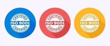 ISO 9001 sertifikalı simge tasarımı illüstrasyonu, gölge tasarımı için standart kalite etiket işareti