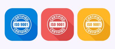 ISO 9001 sertifikalı simge tasarımı illüstrasyonu, gölge tasarımı için standart kalite etiket işareti