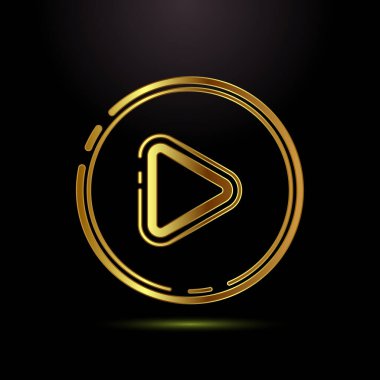 Video simgesi tasarımı illüstrasyonu. Kamera simgesi, video kamera sembolü, altın renkli film tabelası