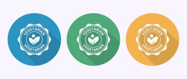 Yüzde yüz vejetaryen ikon tasarımı çizimi, gölge düğmesi tasarımında Vegan ürün etiketi