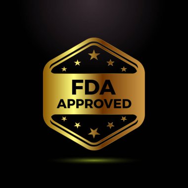 FDA altın rengi etiketli ikon tasarımı, Gıda ve İlaç yönetimi rozeti etiketini onayladı