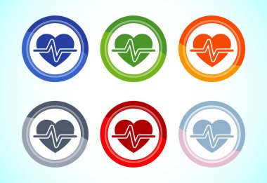 Kalp atışı ikonu tasarımı, tıbbi kalp işareti sembolü, 6 renk düğmesi tasarımı
