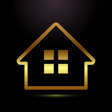 Ev simgesi tasarımı illüstrasyonu, altın rengi simge işareti