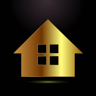 Ev simgesi tasarımı illüstrasyonu, altın rengi simge işareti