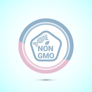Gmo ikonu olmayan tasarım illüstrasyonu, GDO ücretsiz gıda etiketi, organik sağlıklı yiyecek işareti, Pastel renk düğmesi tasarımı