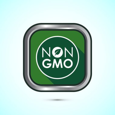 GMO tasarım olmayan simge tasarımı, GMO ücretsiz gıda etiketi, organik sağlıklı yiyecek işareti, yeşil renkli gölge tasarımı 