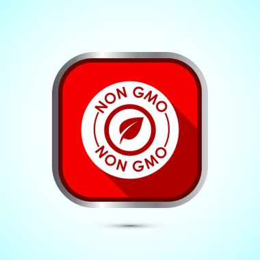 GMO tasarım olmayan simge tasarımı, GMO ücretsiz gıda etiketi, organik sağlıklı yiyecek işareti, kırmızı renk gölge tuşu tasarımı