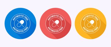 Antibiyotik içermeyen ikon tasarımı çizimi, antibiyotik yok, organik, sağlıklı, gölge düğmesi tasarımında doğal işaret