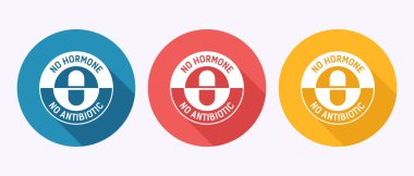 Antibiyotik içermeyen ikon tasarımı çizimi, antibiyotik yok, organik, sağlıklı, gölge düğmesi tasarımında doğal işaret