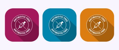 Antibiyotik içermeyen ikon tasarımı çizimi, antibiyotik yok, organik, sağlıklı, gölge düğmesi tasarımında doğal işaret
