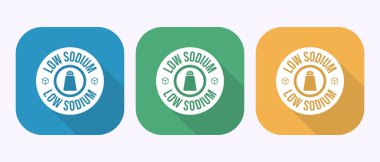 Düşük sodyum simgesi tasarımı çizimi, tuz işareti yok, gölge tuşu dizaynında tuzsuz sembol