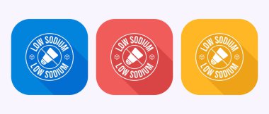 Düşük sodyum simgesi tasarımı çizimi, tuz işareti yok, gölge tuşu dizaynında tuzsuz sembol