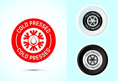 Soğuk basılmış ikon tasarımı çizimi. Siyah beyaz soğuk baskılı etiket logo şablonu