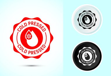 Soğuk basılmış ikon tasarımı çizimi. Siyah beyaz soğuk baskılı etiket logo şablonu