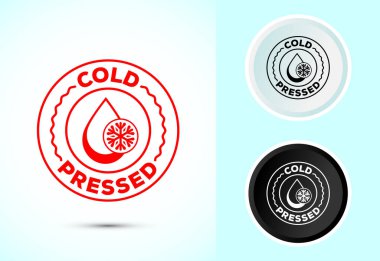 Soğuk basılmış ikon tasarımı çizimi. Siyah beyaz soğuk baskılı etiket logo şablonu