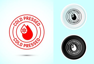 Soğuk basılmış ikon tasarımı çizimi. Siyah beyaz soğuk baskılı etiket logo şablonu