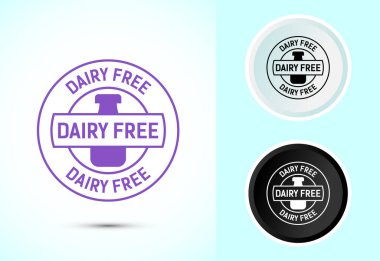 Sütsüz ikon tasarımı, renkli sağlıklı gıda sembolü, siyah beyaz, sütsüz rozet etiketi