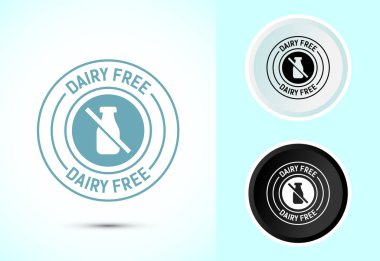 Sütsüz ikon tasarımı, renkli sağlıklı gıda sembolü, siyah beyaz, sütsüz rozet etiketi