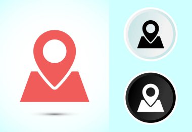 Konum simgesi tasarımı illüstrasyonu. Harita navigasyonu, GPS konum işareti simgesi siyah ve beyaz