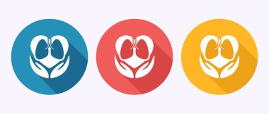 Akciğerler sağlık hizmeti ikonu tasarımı çizimi. Gölge tuşu tasarımında sağlık ve tıbbi simge işareti