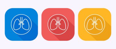 Akciğerler sağlık hizmeti ikonu tasarımı çizimi. Gölge tuşu tasarımında sağlık ve tıbbi simge işareti