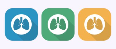 Akciğerler sağlık hizmeti ikonu tasarımı çizimi. Gölge tuşu tasarımında sağlık ve tıbbi simge işareti