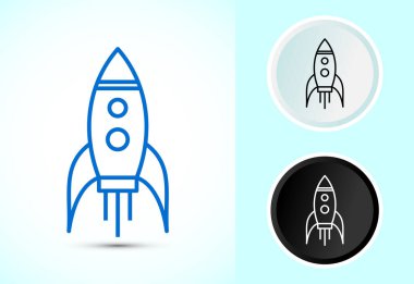 Roket simge tasarımı illüstrasyonu, İş kurma simgesi, Roket işaret sembolü renk, siyah ve beyaz