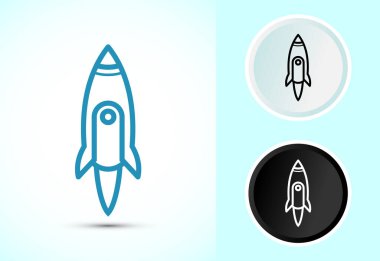 Roket simge tasarımı illüstrasyonu, İş kurma simgesi, Roket işaret sembolü renk, siyah ve beyaz