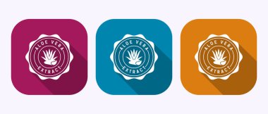 Aloe vera ayıklama simge tasarımı illüstrasyonu. Gölge tuşu tasarımlı ürün ambalajı için Aloe vera rozet etiketi