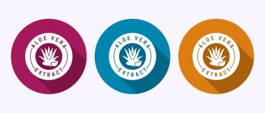 Aloe vera ayıklama simge tasarımı illüstrasyonu. Gölge tuşu tasarımlı ürün ambalajı için Aloe vera rozet etiketi