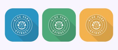 Aloe vera ayıklama simge tasarımı illüstrasyonu. Gölge tuşu tasarımlı ürün ambalajı için Aloe vera rozet etiketi