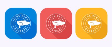 Aloe vera ayıklama simge tasarımı illüstrasyonu. Gölge tuşu tasarımlı ürün ambalajı için Aloe vera rozet etiketi