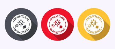 Antibakteriyel simge tasarımı illüstrasyonu, gölge düğmesi tasarımında hijyen etiketi sembolü