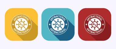 Antibakteriyel simge tasarımı illüstrasyonu, gölge düğmesi tasarımında hijyen etiketi sembolü