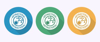 Antibakteriyel simge tasarımı illüstrasyonu, gölge düğmesi tasarımında hijyen etiketi sembolü