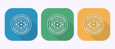 Antioksidan ikon tasarımı açısından zengin. Gölge tuşu tasarımında antioksidan zengin gıda etiketi işareti