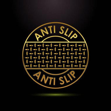 Anti-slipon tasarım illüstrasyonu. Kayma önleme simgesi olmayan kayma önleme simgesi altın rengi biçiminde