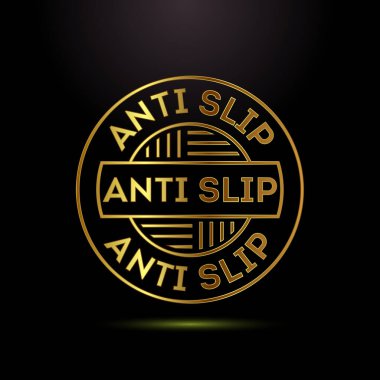 Anti-slipon tasarım illüstrasyonu. Kayma önleme simgesi olmayan kayma önleme simgesi altın rengi biçiminde