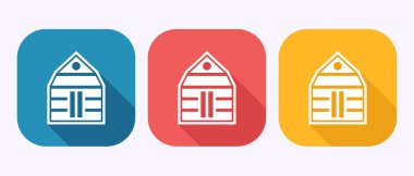 Çiftçilik ambarı tasarım illüstrasyonu, tarımsal ahır simgesi gölge düğmesi tasarımı