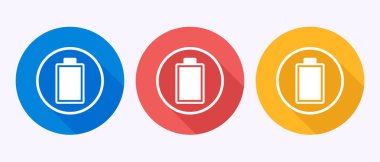 Batarya ikonu tasarımı illüstrasyonu, pil şarj işareti ve gölge düğmesi tasarımı sembolü