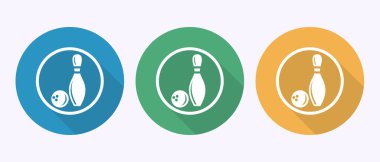 Bowling topu ve pin simgesi tasarımı illüstrasyonu, Gölge düğmesi tasarımında bovling sembolü